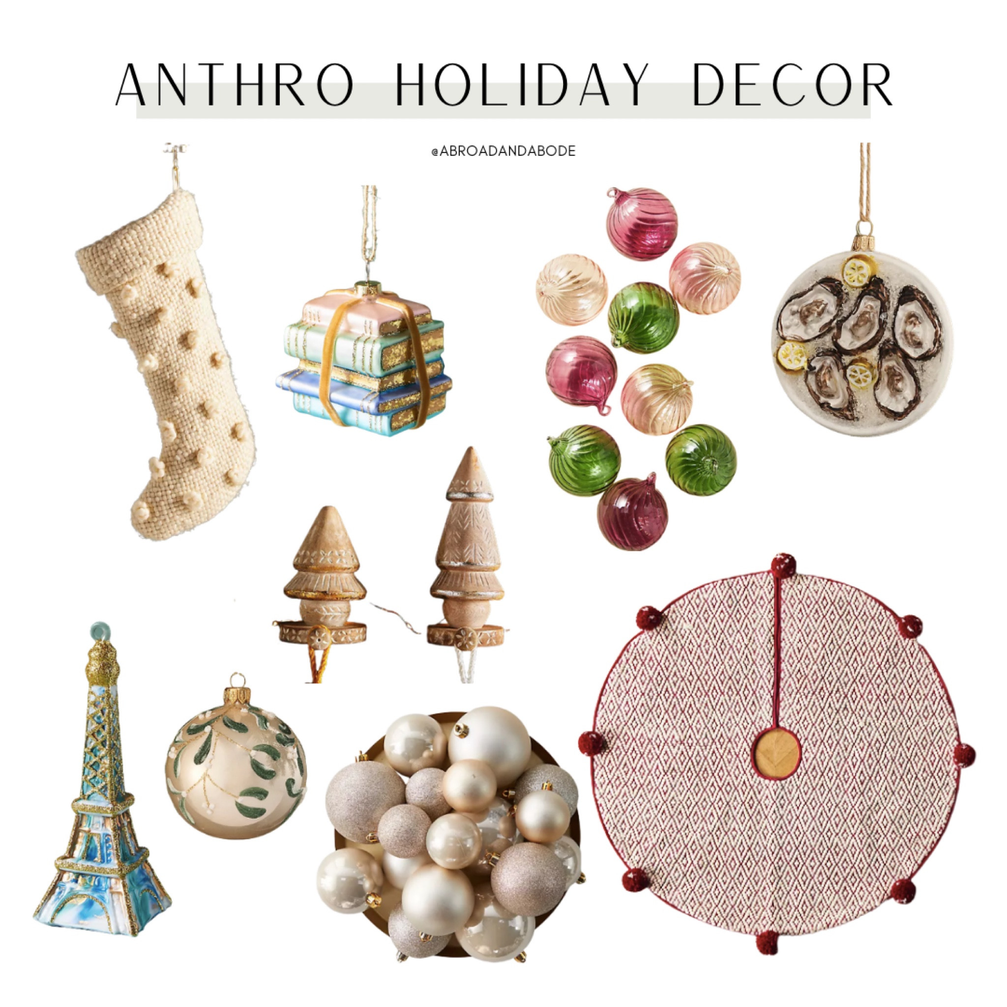 Anthropologie Holiday Decor!

Christmas decor, holiday, holiday decor, home finds, tree skirt, ornaments, stockings, modern home

#LTKhome #LTKHoliday #LTKunder50