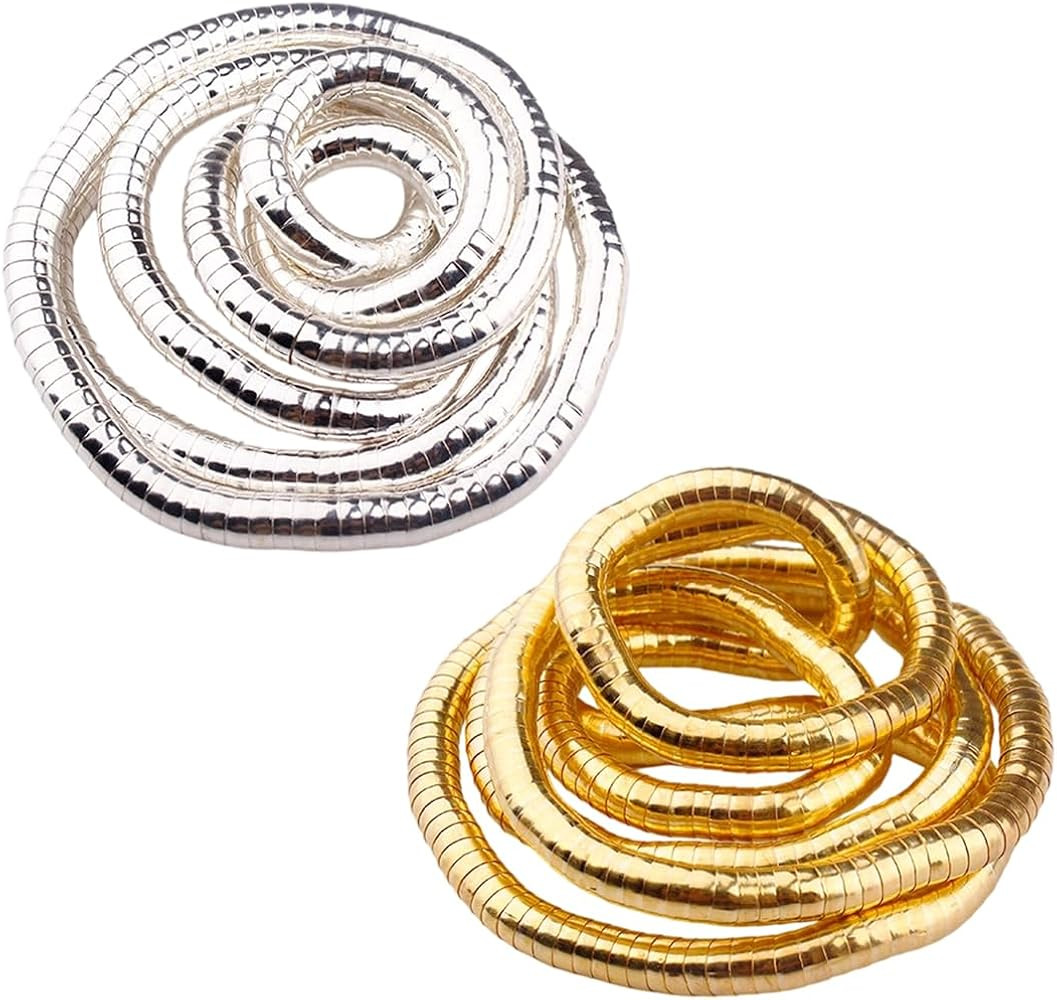 Pack of 2 Bendable Snake Necklaces, 6 x 900 mm, (Snake Chain Gold + Silver Snake Chain), Flexible... | Amazon (DE)
