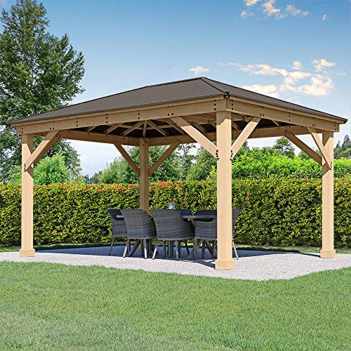 Yardistry 12 x 16 Meridian Cedar Wood Gazebo Pavilion for Patios, Decks, Garden, Backyard, Durable, Aluminum Roof | Amazon (US)