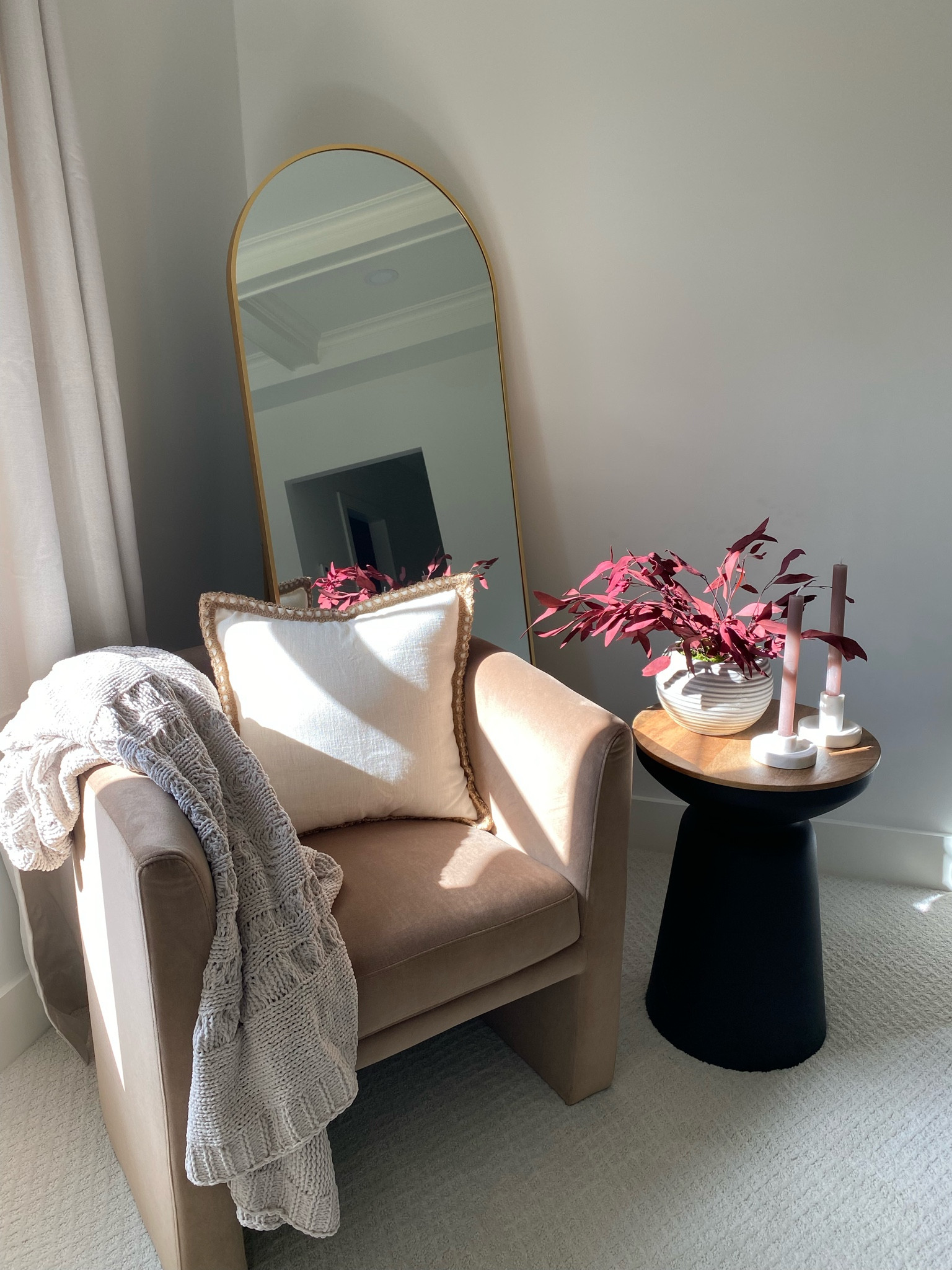 Fall Vibes
Threshold, autumn feeling, cozy, comfy, throw blanket, drum side table, red eucalyptus, throw pillow, target style, standing mirror, leaning mirror, neutral home decor, accent chair 

#LTKstyletip #LTKSeasonal #LTKhome