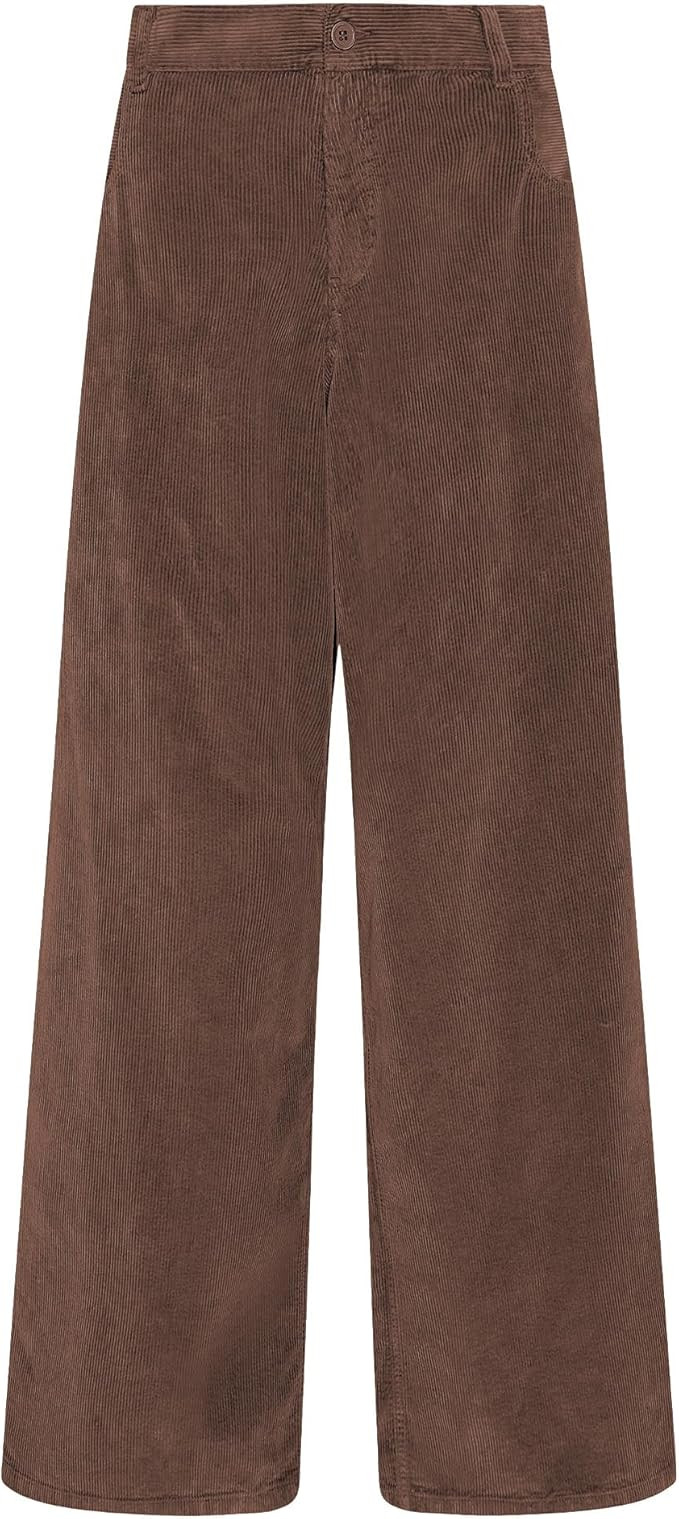 GRAPENT Corduroy Wide Leg Pants Woman High Waisted Fall Business Casual Elastic Waist Loose Trend... | Amazon (US)
