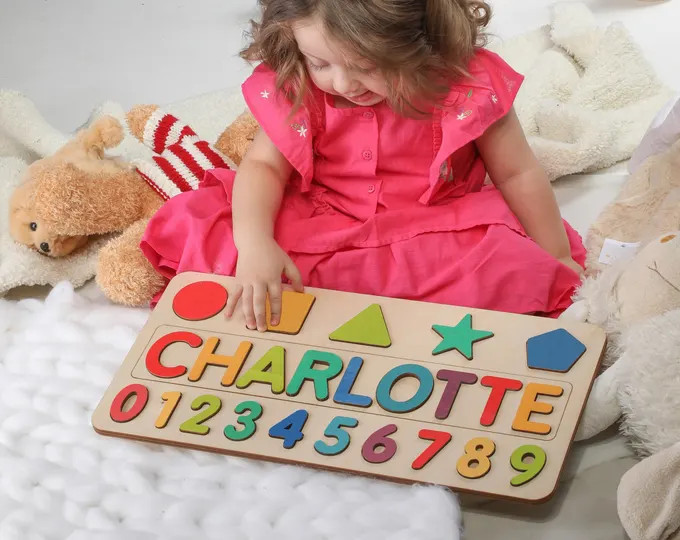 Custom Name Puzzle – Wooden Educational Toy, Personalized Baby Gift, Toddler Learning Game, Kid... | Etsy (US)