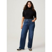High-Rise Wide-Leg Bombshell Wide Leg Jeans in Medium Blue-Denim | Torrid (US & Canada)
