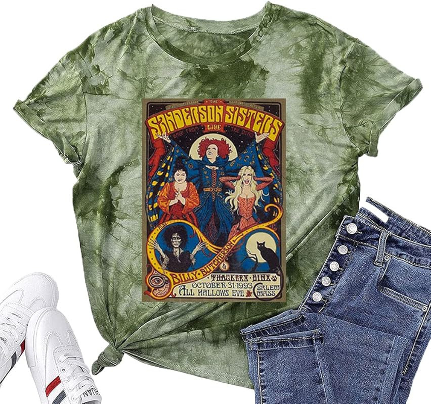 T&Twenties Halloween Funny Sanderson Sisters Shirt for Women Cute Halloween Fall Letter Printed T... | Amazon (US)