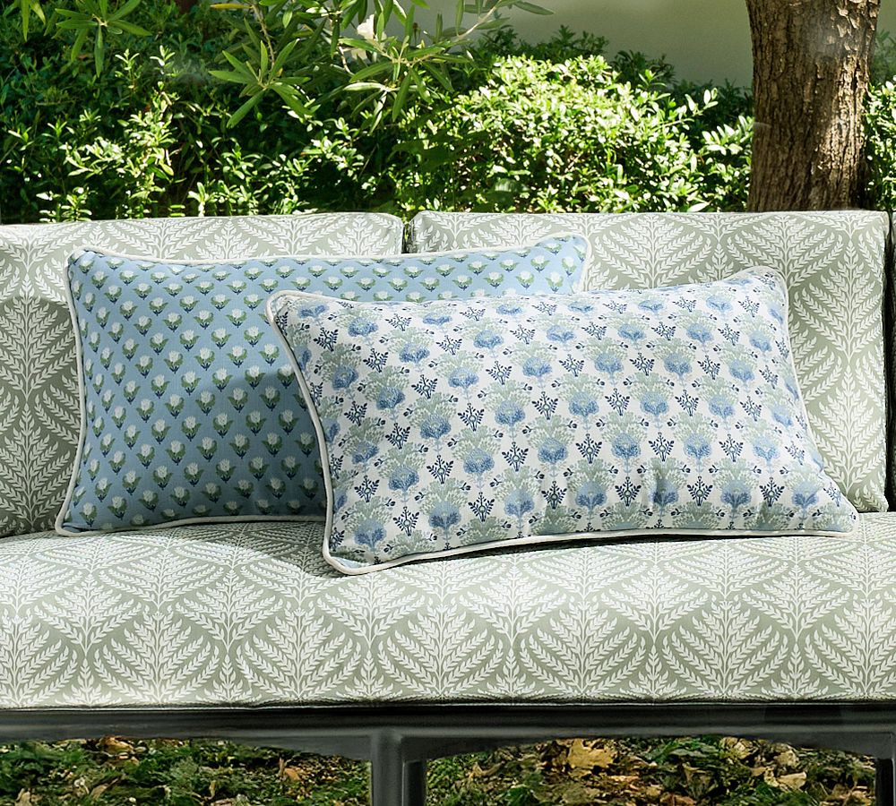 Kravet Blossom Petite Floral Lumbar Outdoor Pillow | Pottery Barn (US)