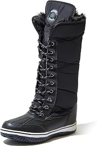 DailyShoes Women's Knee High 2-Tone Up D‚cor Zipper Cowboy Warm Fur Water Resistant Eskimo Snow... | Amazon (US)
