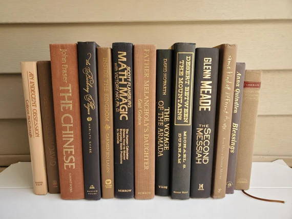 Decorative Books Stack Bundle of Black Tan Beige Cream  | Etsy | Etsy (US)