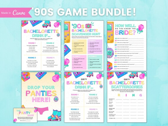 Bachelorette Game Bundle  90s Bachelorette Party Drinking | Etsy | Etsy (US)