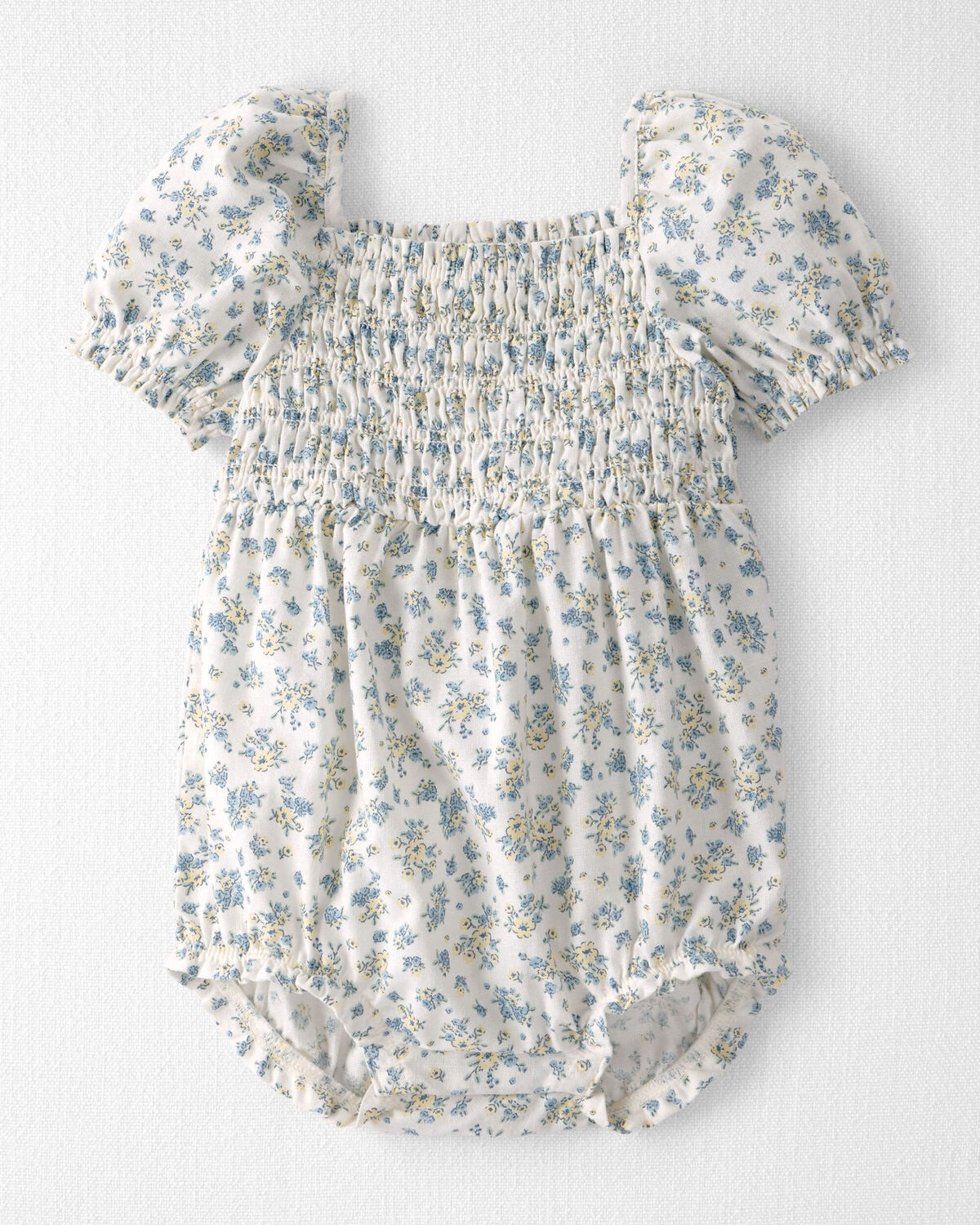 Baby Girl Smocked Romper Made with Organic Cotton in Spring Bloom | Carter's Inc