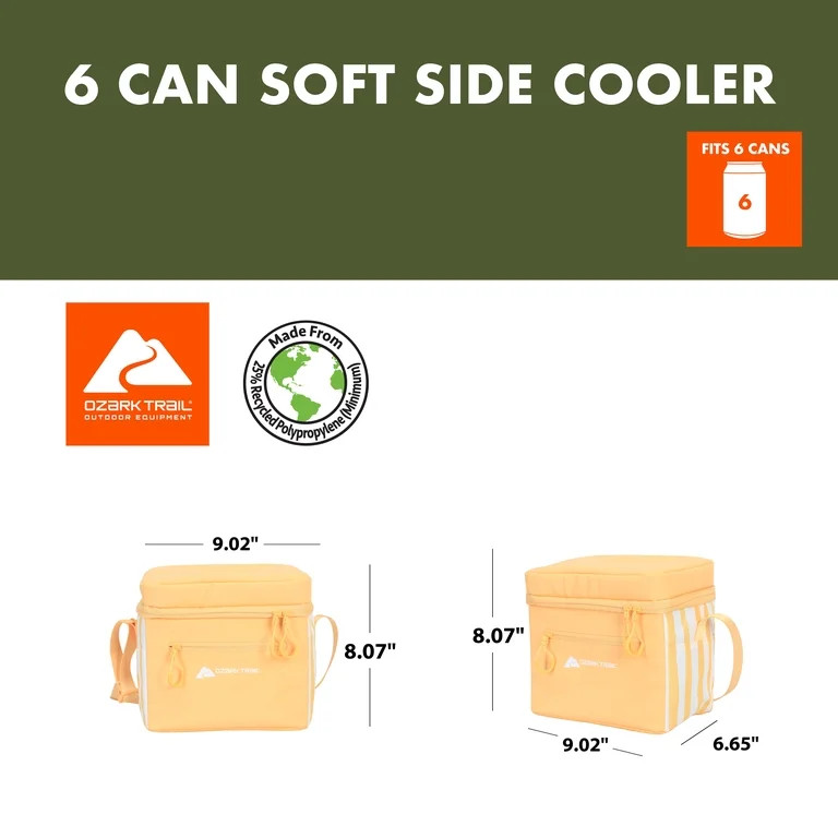 Ozark Trail Coated Soft Side Cooler with Removable Hardliner, 6 Can , 6 Quart Capacity, Summer Vi... | Walmart (US)