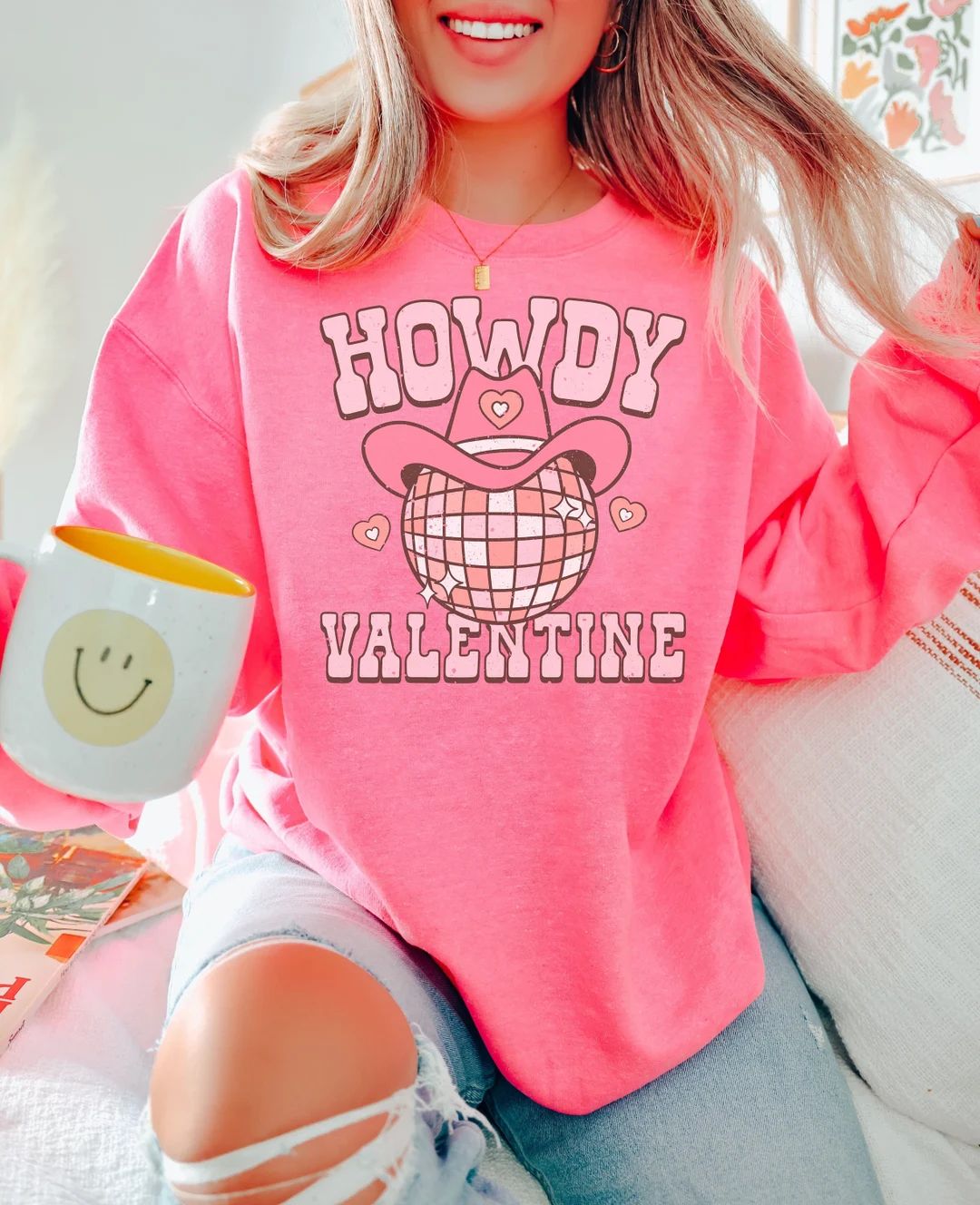 Western Howdy Valentine Disco Ball Sweatshirt Western - Etsy | Etsy (US)