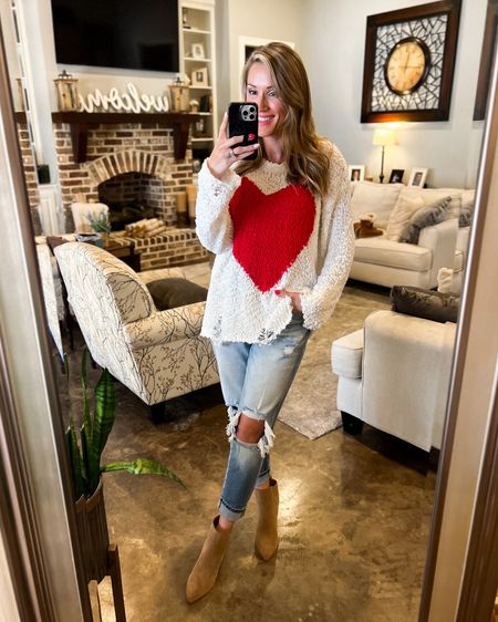 Heart sweater for Valentine’s Day! Jeans are from The Post boutique. Wearing a size 25. Shoes are sold out but I will link some similar!

#LTKstyletip #LTKSeasonal #LTKFind