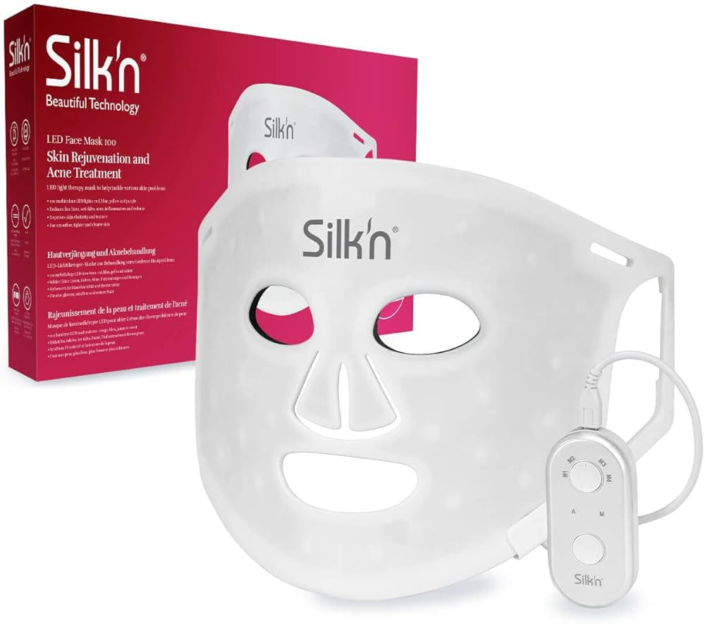 Silk'n Gesichtsmaske mit LED-Lichttherapie (rot, blau, gelb und violett), Anti-Aging, entzündung... | Amazon (DE)