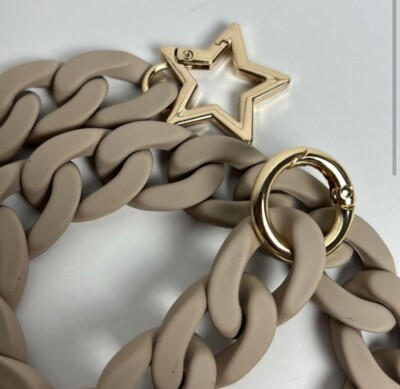 Acrylic smooth rubber coated chunky chain link strap, taupe, gold hardware, Star | eBay CA