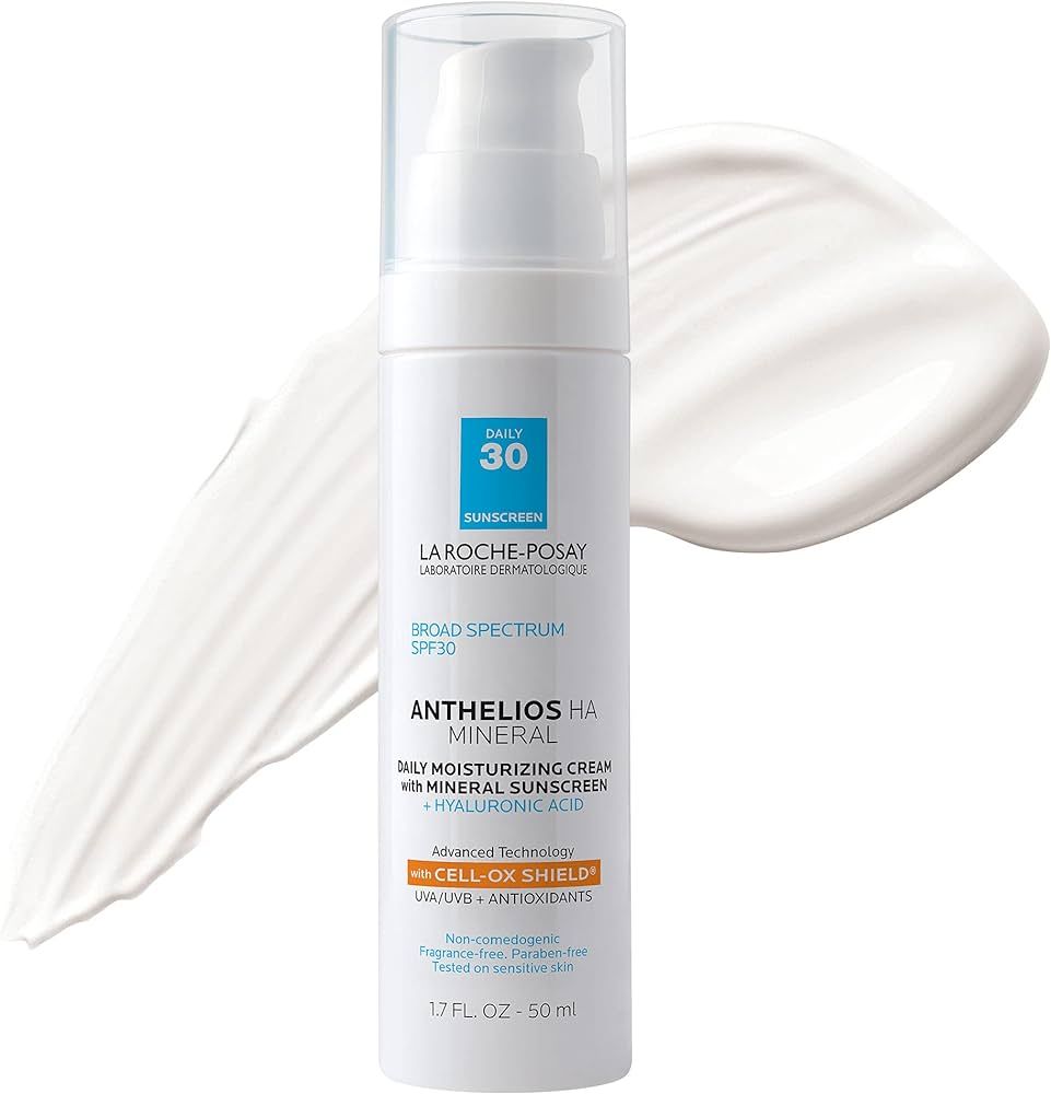 La Roche-Posay Anthelios 100% Mineral Sunscreen Moisturizer with Hyaluronic Acid, Broad Spectrum ... | Amazon (US)