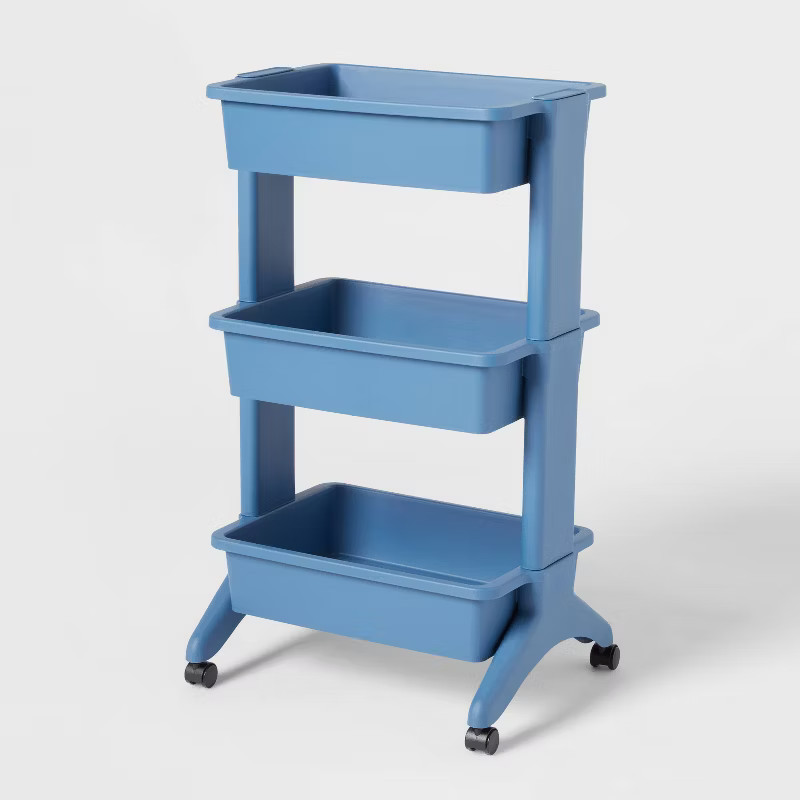 3 Tier Plastic Cart Shallow Blue - Brightroom™ | Target