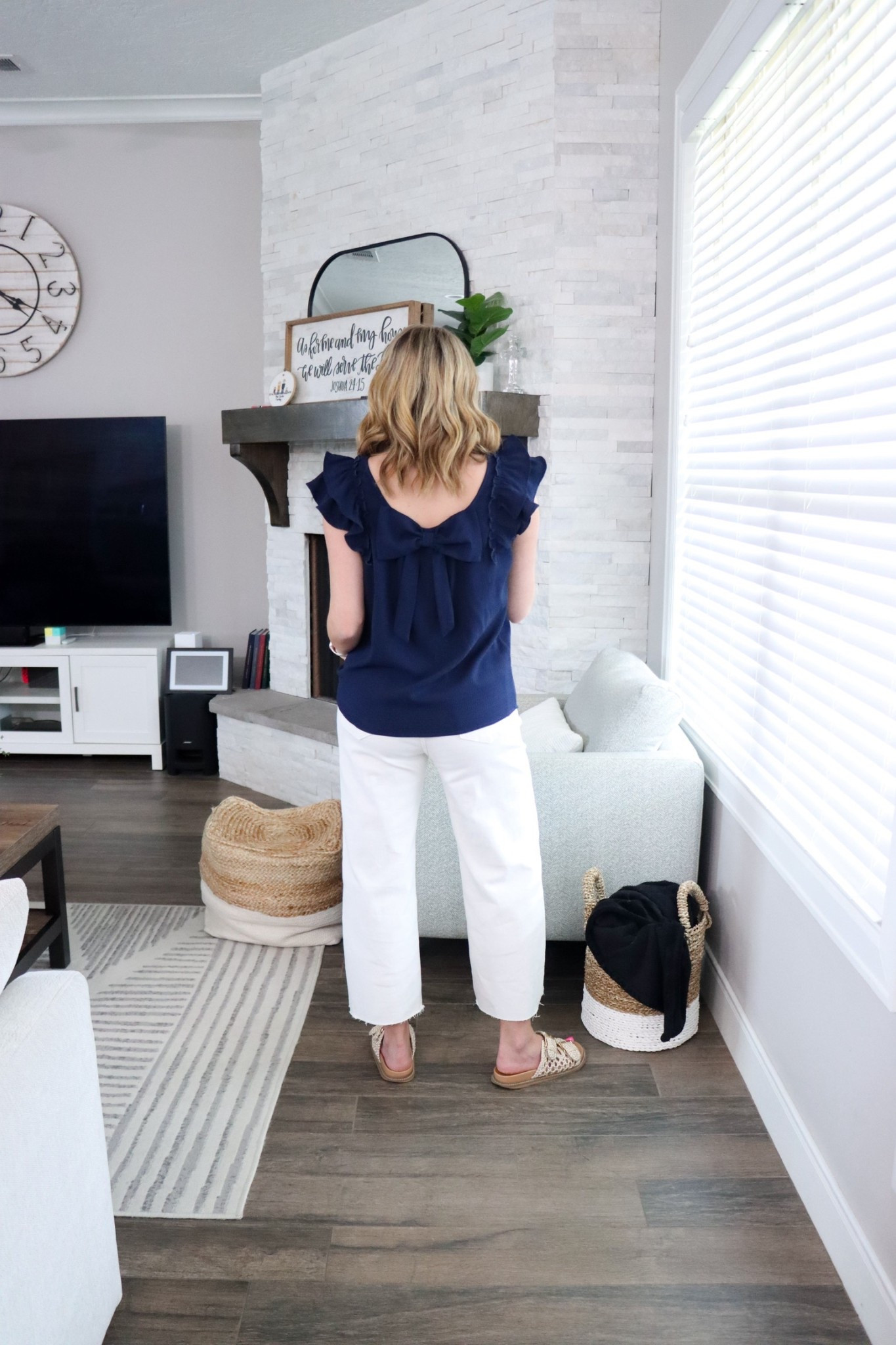 Found some great tops to pair with white denim. This navy just might be my favorite- so cute with the bow on the back🎀

//
Spring tops
White denim 
Navy tops

#LTKgrwm #LTKdayinmylife