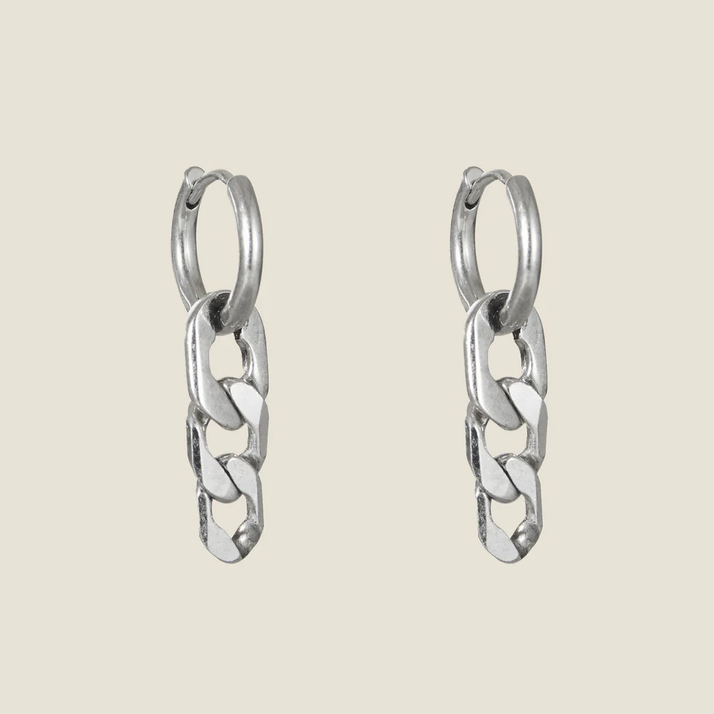 Silver Zaida Huggies | Nickel and Suede