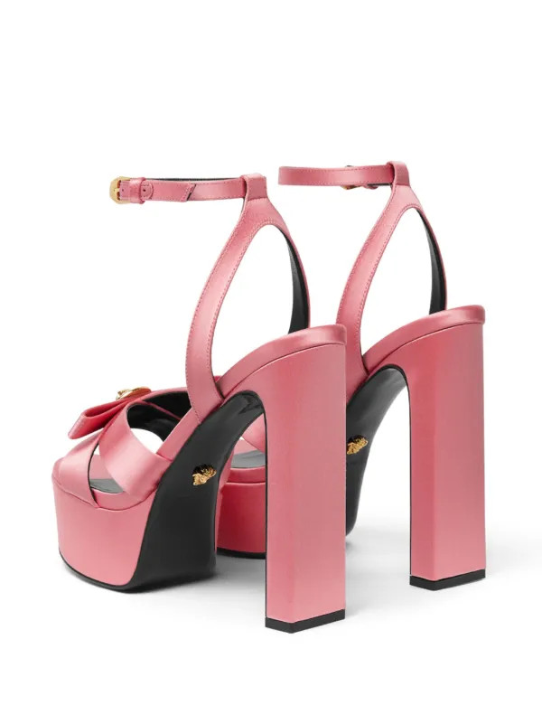 Versace 140mm Gianni Ribbon Satin Sandals | Pink | FARFETCH | Farfetch Global