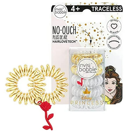 invisibobble Traceless Spiral Hair Ties – Disney Princess Belle – 5 Pack - Strong Elastic Grip Coil  | Walmart (US)