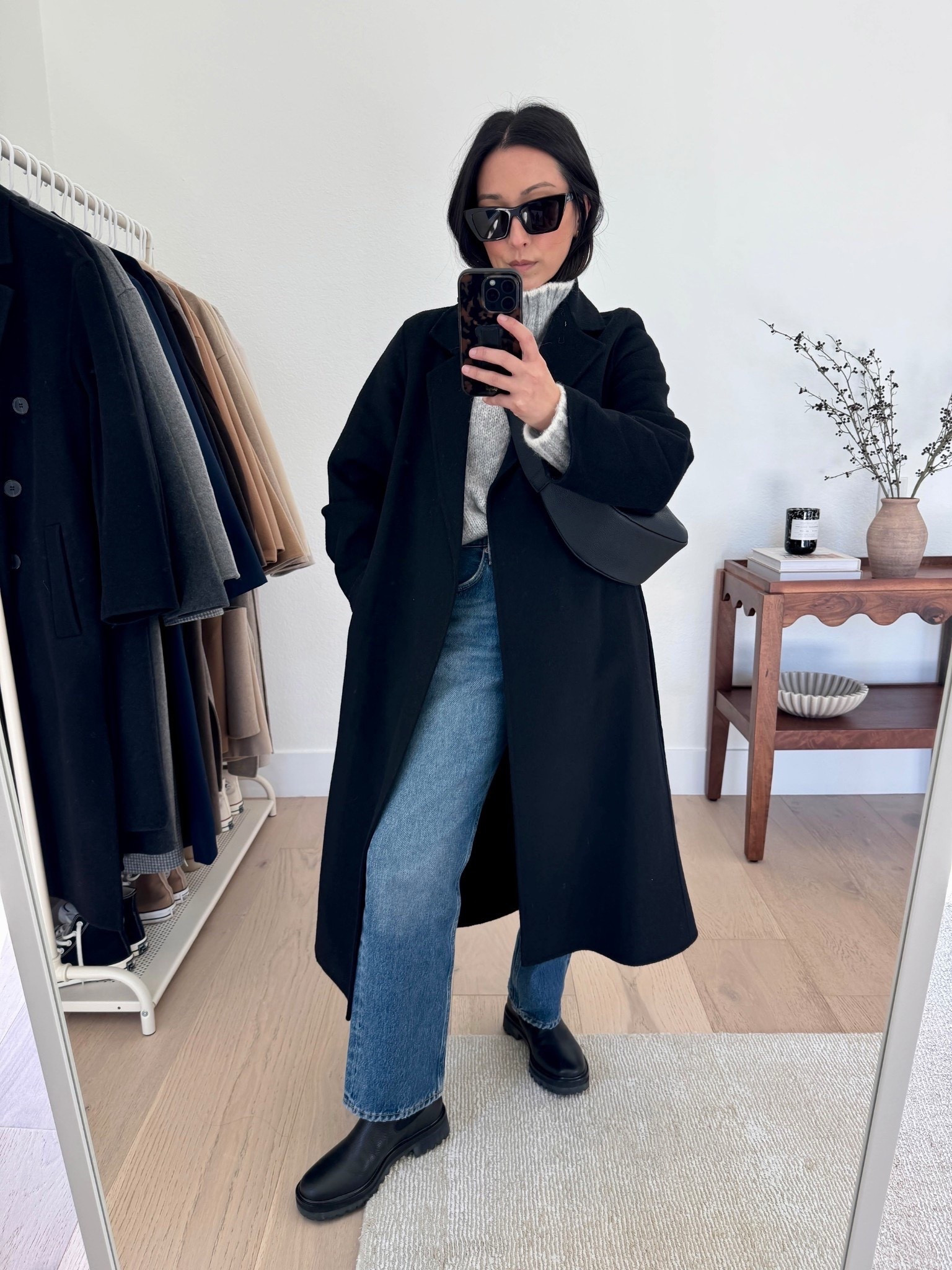 Reformation Katerina boots styled multiple ways. 

Mango coat xxs - new version runs long and tts, so don't size down. 
Madewell turtleneck xs
AGOLDE Mid Rise Crop 24 - fits like a high rise, no hemming needed. 
Reformation Katerina Boots 5.5
Amazon sling bag
YSL Sunglasses

Petite style, winter outfits, winter style



#LTKSeasonal #LTKPetite #LTKootd