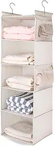MAX Houser 5 Shelf Hanging Closet Organizer, Space Saver, Cloth Hanging Shelves with 4 Side Pocke... | Amazon (US)
