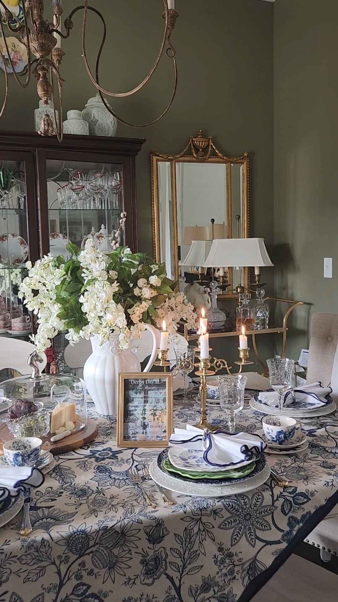 Every great tablescape starts with one decision — and this French blue botanical tablecloth was mine. Navy, cream, sweeping florals — it is everything. Full Kentucky Derby tablescape on the blog!

#LTKHome