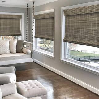 Farmhouse Cut-to-Size Driftwood Gray Cordless Semi-Private Light Filtering Flat Bamboo Roman Shad... | The Home Depot