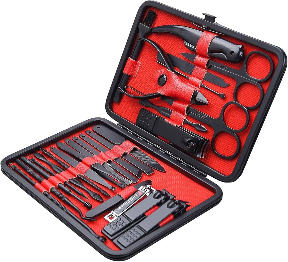 26 PCS Premium Manicure Set, AULLUA Nail Clippers, Professional Grooming Gift Kit, Pedicure Kit, ... | Amazon (US)