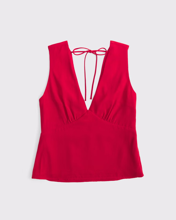 Women's Tie-Back V-Neck Top | Women's New Arrivals | Abercrombie.com | Abercrombie & Fitch (US)