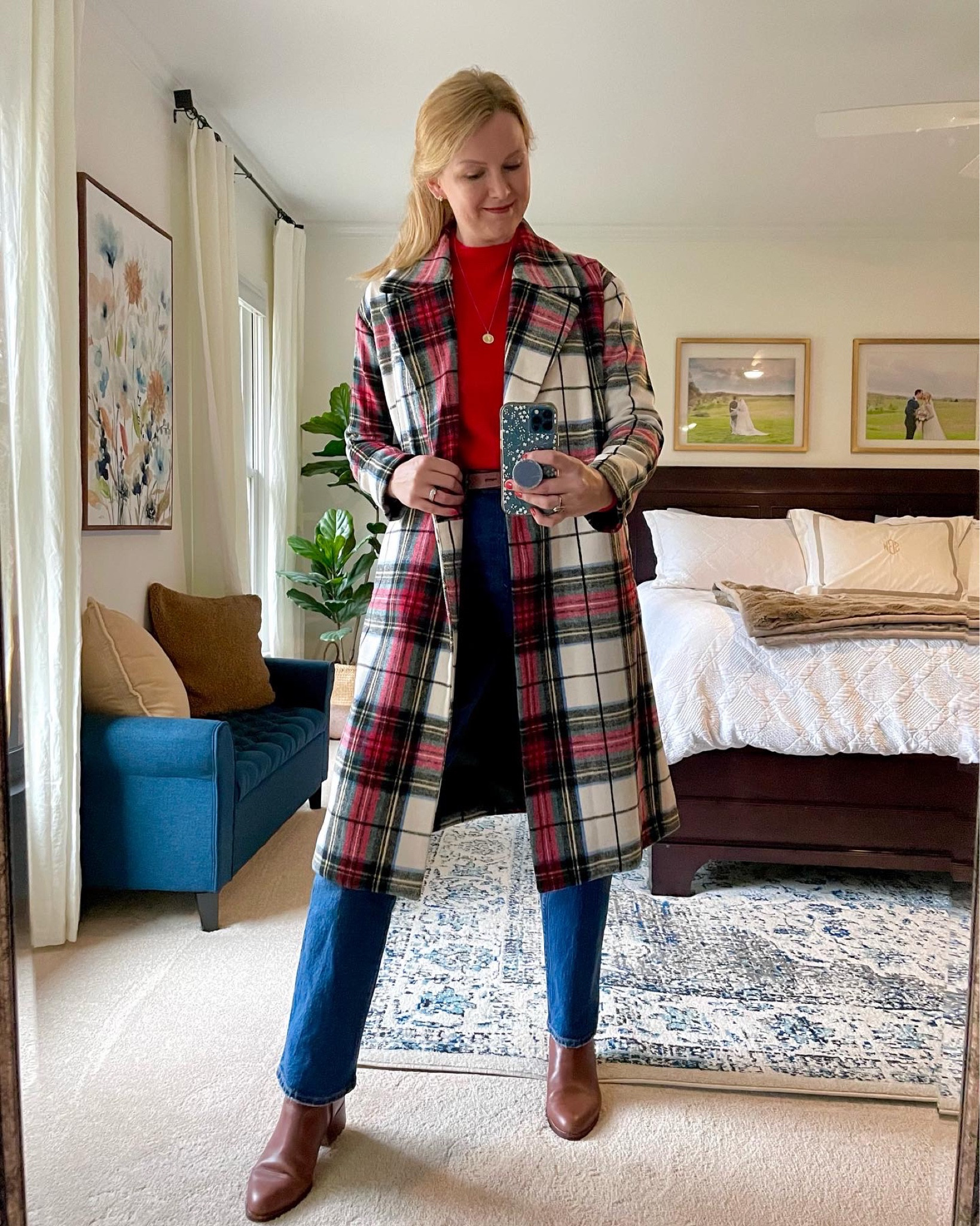 Casual holiday party outfit idea

Holiday plaid coat with red sweater and jeans

#LTKHoliday #LTKparties #LTKSeasonal