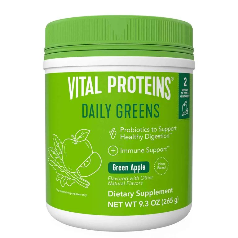 Vital Proteins Daily Greens Probiotic & Digestive Support, Green Apple, 9.34 oz | Walmart (US)