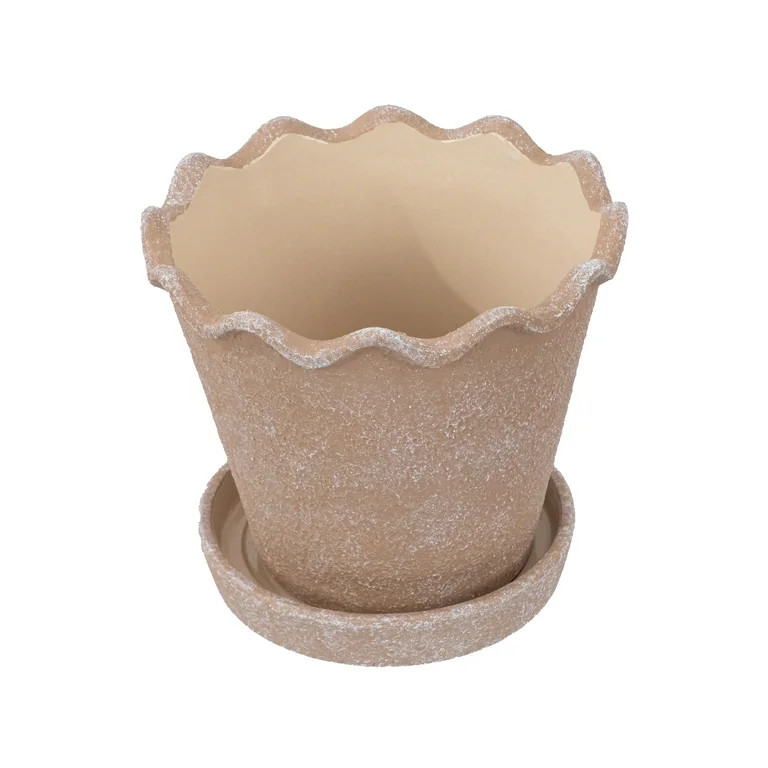 My Texas House 8 inch Ceramic Wave Planter, Brown | Walmart (US)