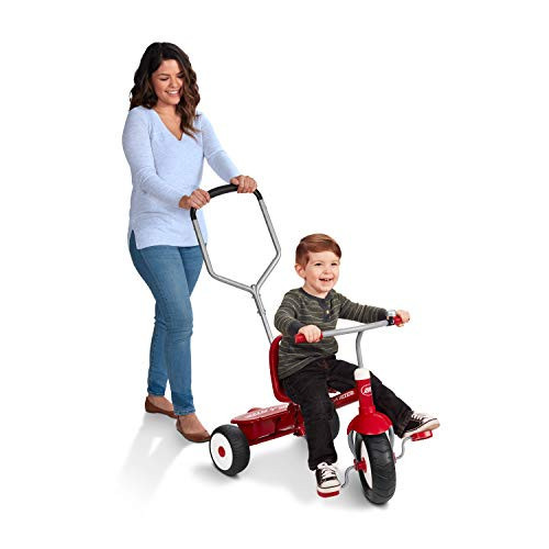 Radio Flyer Deluxe Steer & Stroll Trike, Red, for Kids 2-5, 2-in-1 Parent Steer Tricycle, Removable Push Handle, Adjustable Seat, Steel Frame, Covered Storage Bin, Tricycle for Toddlers and Kids | Amazon (US)