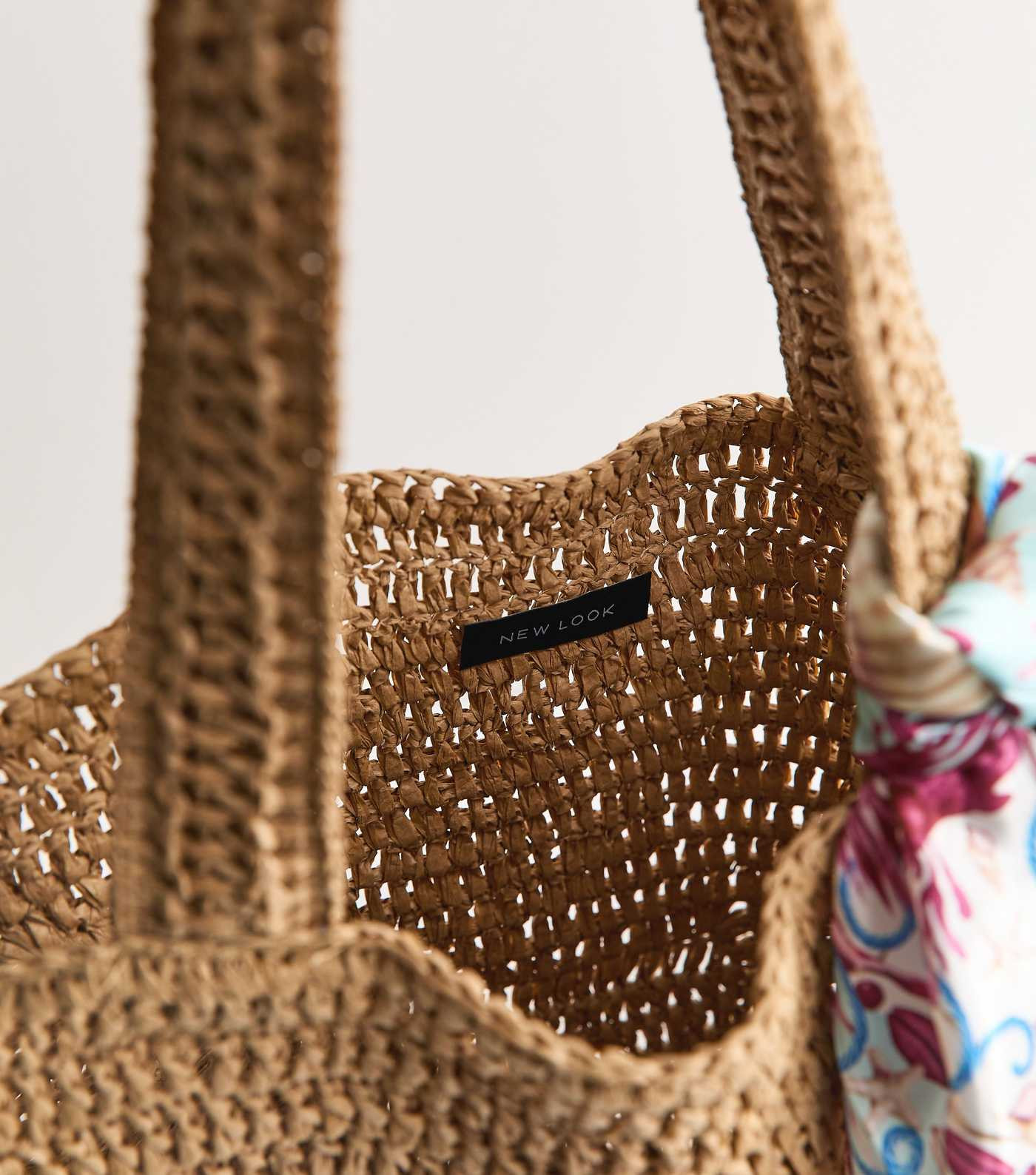 Stone Oversized Woven Tote with Scarf | New Look | New Look (UK)