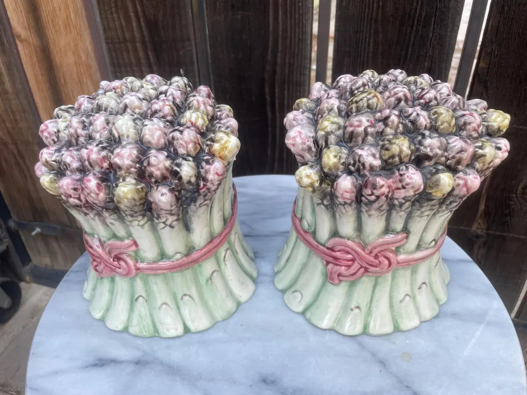 Pair Meiselman Imports Italian Majolica Asparagus Bookend Kitchen Decor | Etsy (Global)