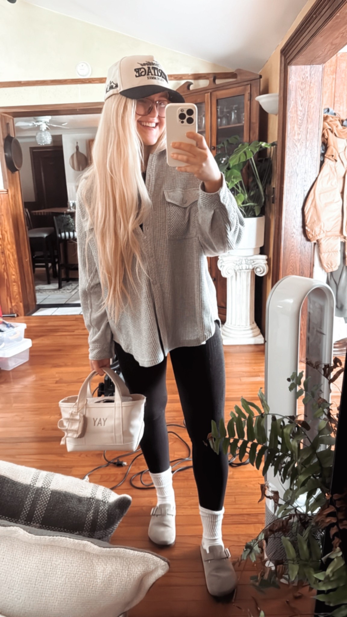Cozy fit check 🤎✨

Bag: boat n tote #llbean 
Tops: ae
Clogs: target 
Glasses: #zenni


#LTKFindsUnder50 #LTKActive #LTKStyleTip