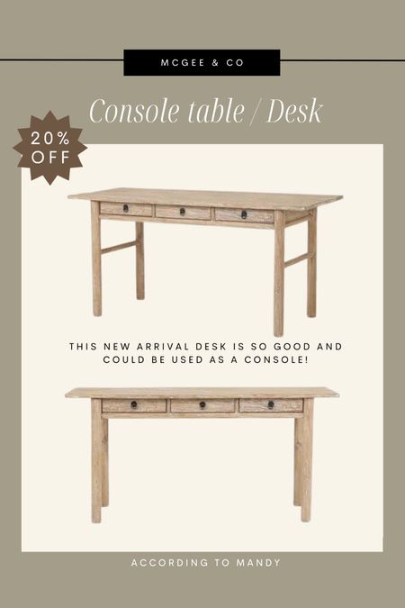 New arrivals / desk or console table on sale for 20% off!! 

Looks like my entryway table if you love that! Really great price too! 

McGee and co, sale alert, entry way decor, desk 

#LTKhome #LTKsalealert