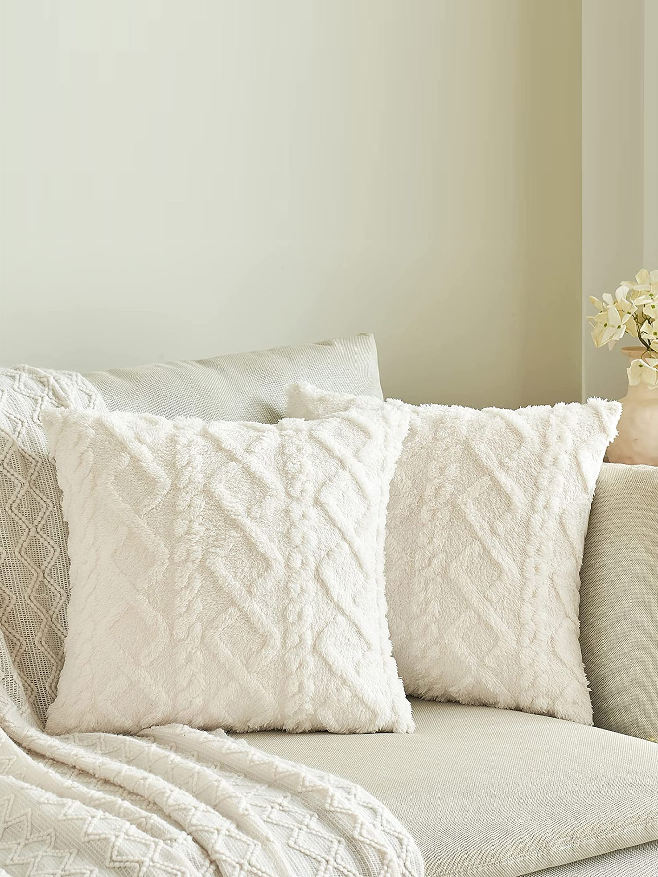 1 Stück Geometrischer, Getufteter Kissenbezug Ohne Füllstoff, Weißer Kissenbezug Für Sofa | SHEIN