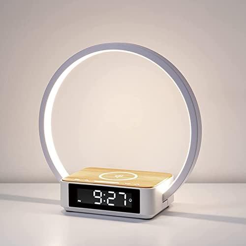 Bedside Table Lamp, WILIT Touch Lamp with Alarm Clock with Wireless Charging Wake-up Light, LED Desk | Amazon (US)