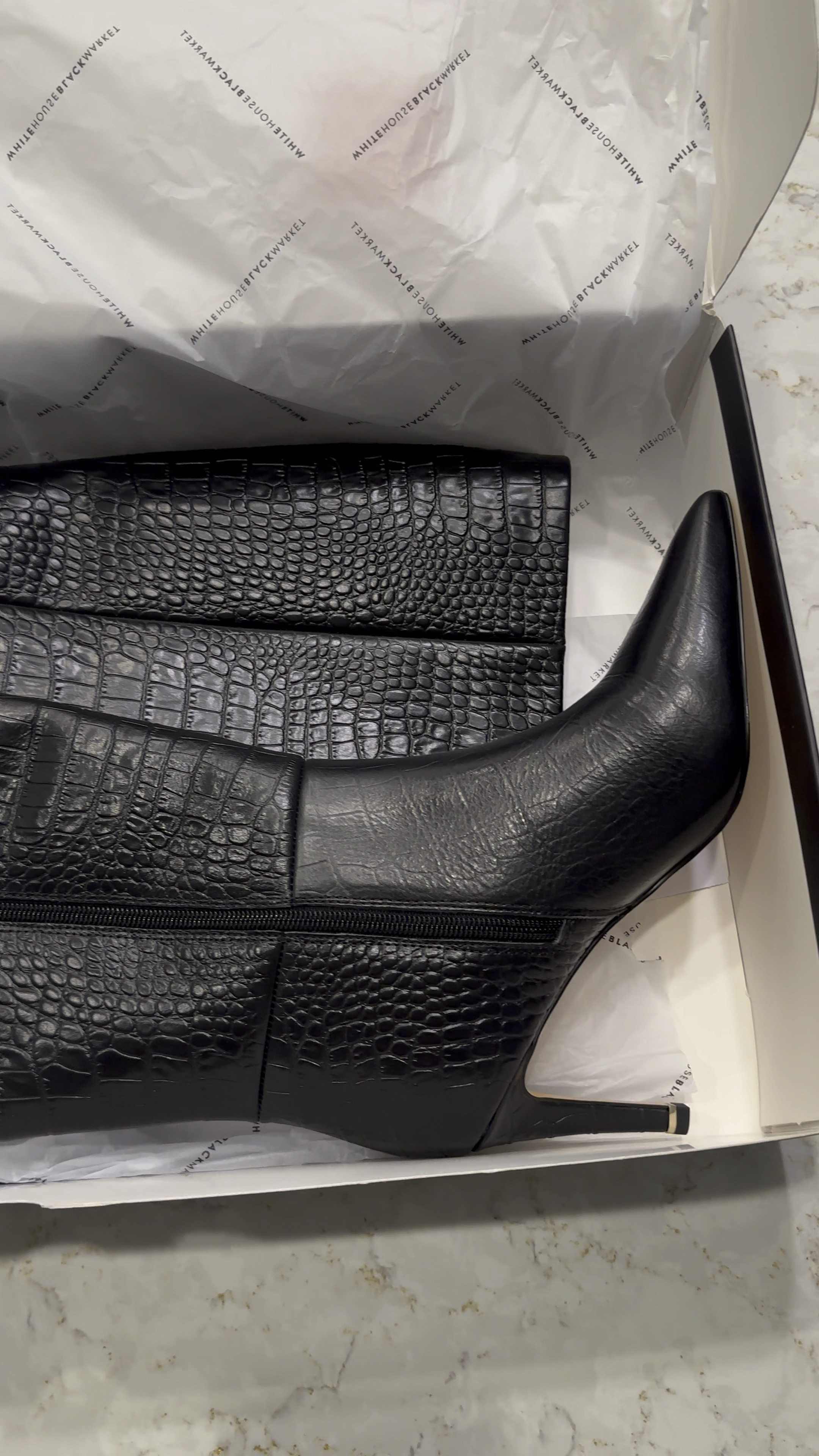 Black heeled crocodile boots 

#LTKover40 #LTKHolidaySale #LTKworkwear