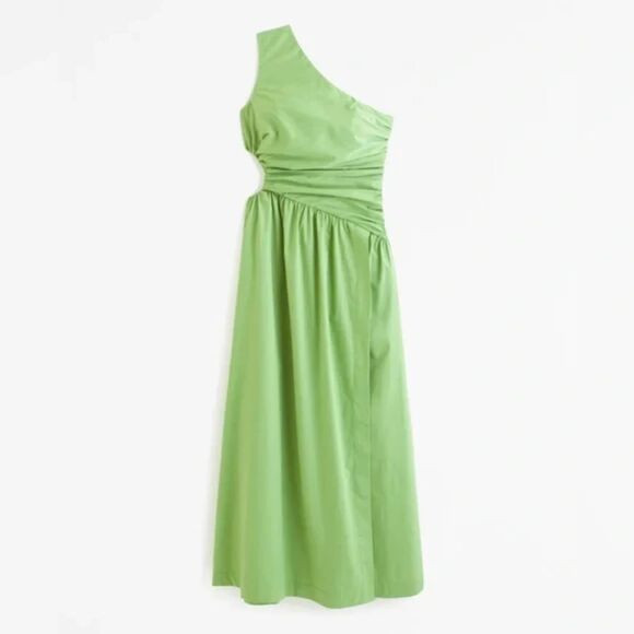 Abercrombie and Fitch Green One-Shoulder Cutout Maxi Dress | Poshmark