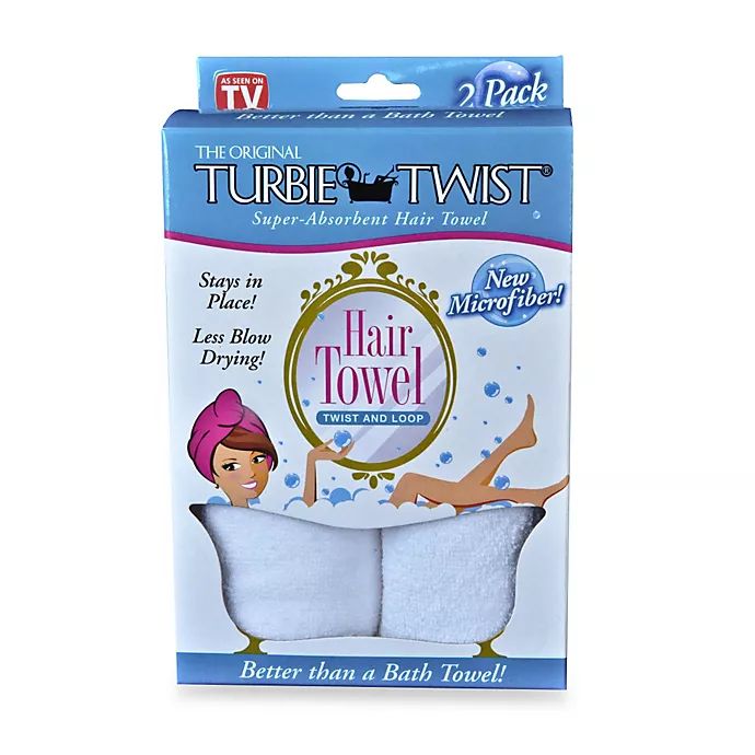 The Original Turbie Twist® Super-Absorbent Hair Towel in White (Set of 2) | Bed Bath & Beyond