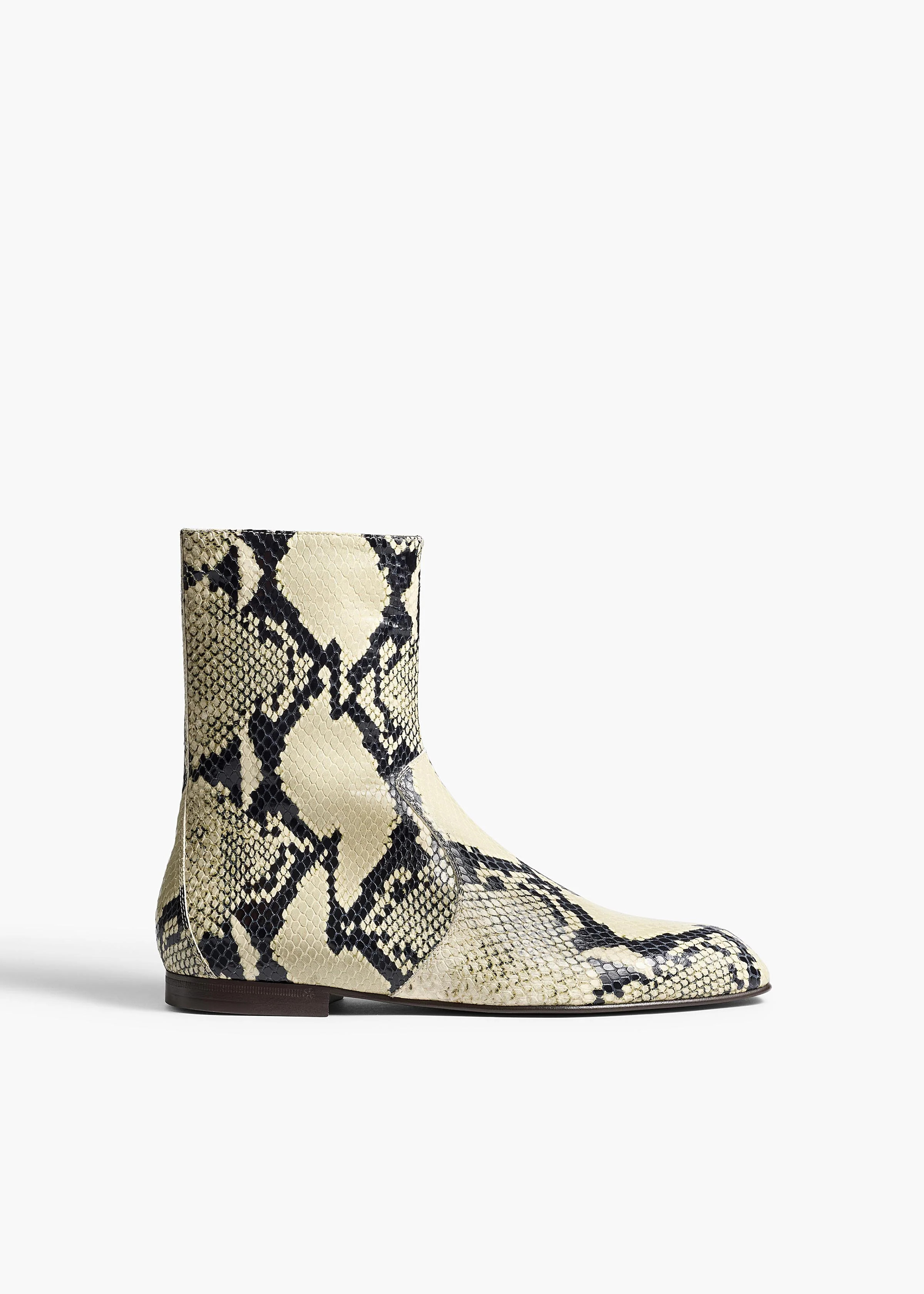 KHAITE - Colt Ankle Boot In Natural Python-Embossed Leather | Khaite