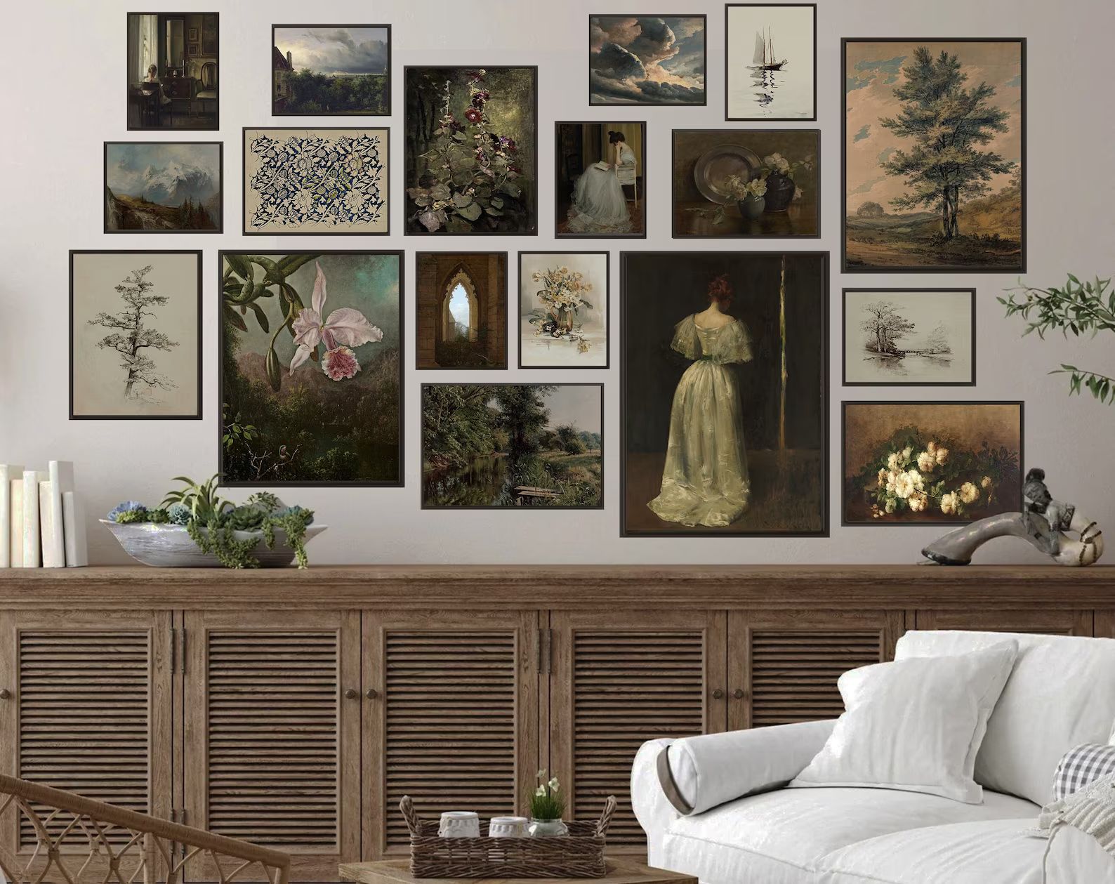 Vintage Gallery Wall Set of 18 Prints, Moody Aesthetic, Dark Cottagecore Wall Prints, Eclectic Bu... | Etsy (US)