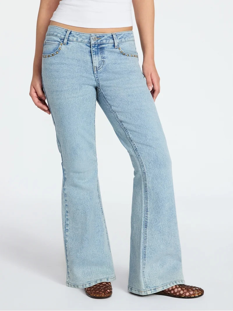No Boundaries Low Rise Specialty Flare Jeans, 31" Inseam, Women's 00-18 | Walmart (US)