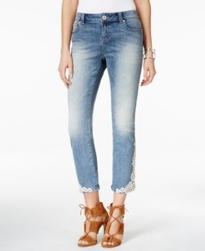 Inc International Concepts Cropped Embroidered Jeans, Created for Macy's | Macys (US)