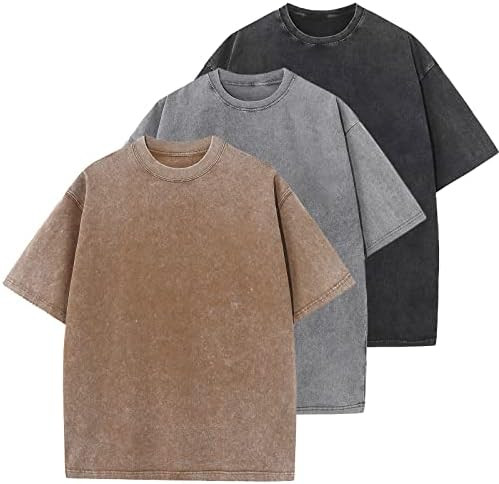 Men's Cotton T-Shirts Oversized Unisex Short Sleeves Casual Loose Wash Solid Basic Tee Tops | Amazon (US)