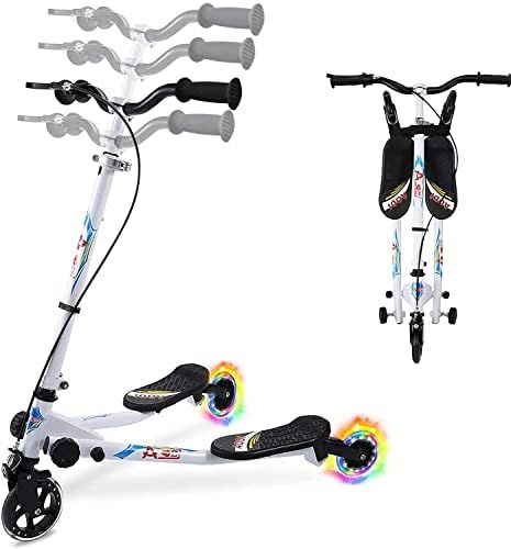 Swing Scooter for Kids, 3 Wheels Foldable Wiggle Scooter Push Drifting with Adjustable & 2 Rear L... | Amazon (US)