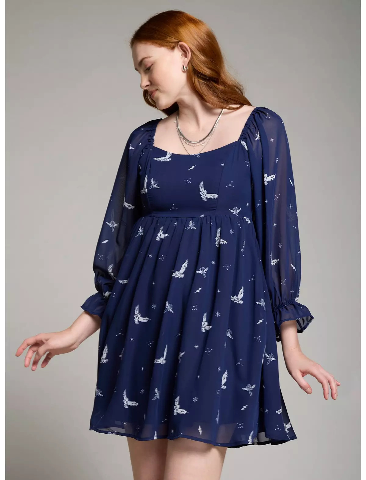 Harry Potter Hedwig Allover Print Smock Dress - BoxLunch Exclusive | BoxLunch